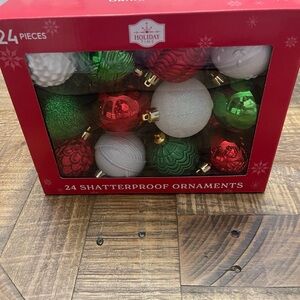 Holiday Time Shatterproof Ornaments - Red, Green, White